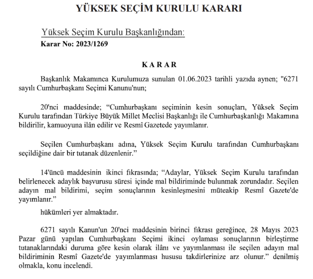 YSK, Cumhurbaşkanı Erdoğan'ın mazbatasını TBMM Başkanı Şentop'a teslim etti