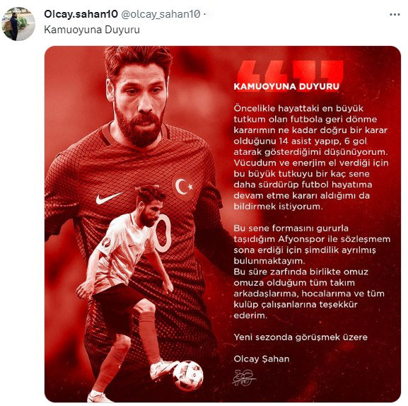 36 yaşındaki Olcay Şahan'ın kariyeriyle ilgili aldığı karar futbolseverleri şaşırttı