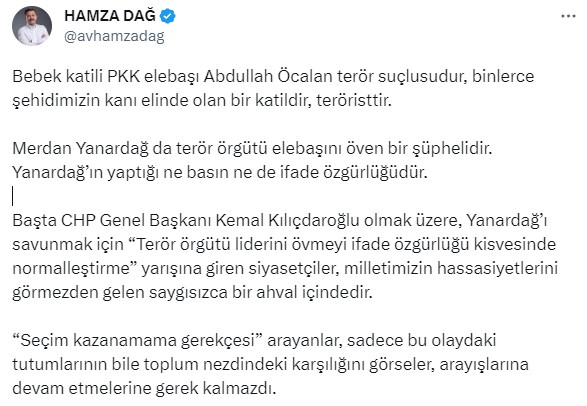 AK Partili Hamza Dağ'dan Kılıçdaroğlu'na 