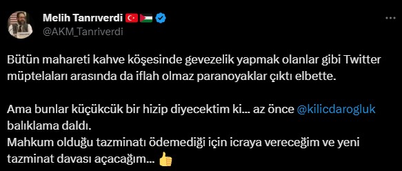 SADAT Başkanı Melih Tanrıverdi, Kılıçdaroğlu'na cevap verdi ve yeni tazminat davası açacaklarını söyledi