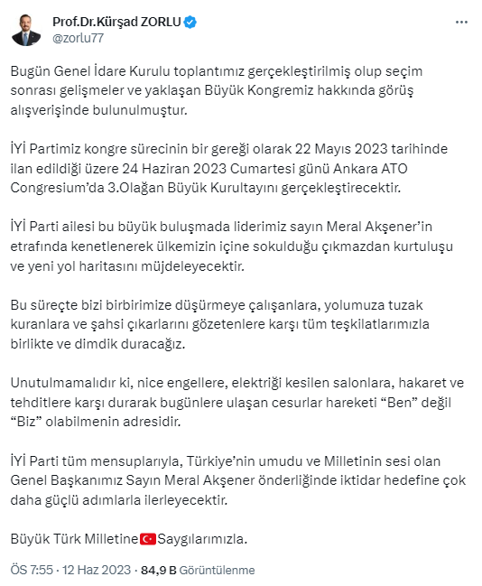 Kurultay'a giden İYİ Parti'den Akşener ile devam kararı