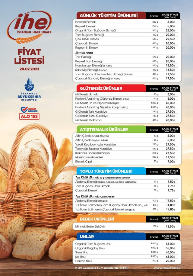 İstanbul'da Halk Ekmek fiyatlarına okkalı zam! İşte ürün ürün yeni tarife