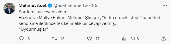 Mehmet Şimşek'ten kendisiyle ilgili istifa iddialarına tek kelimelik yanıt: Uydurmuşlar
