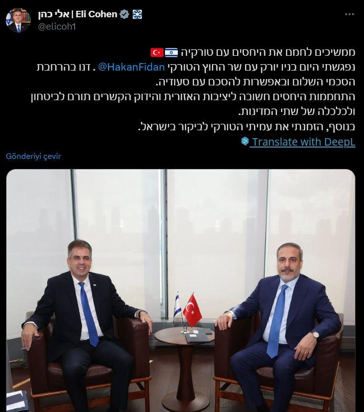 Bakan Fidan'dan ABD'de İsrail Dışişleri Bakanı Cohen ile önemli görüşme