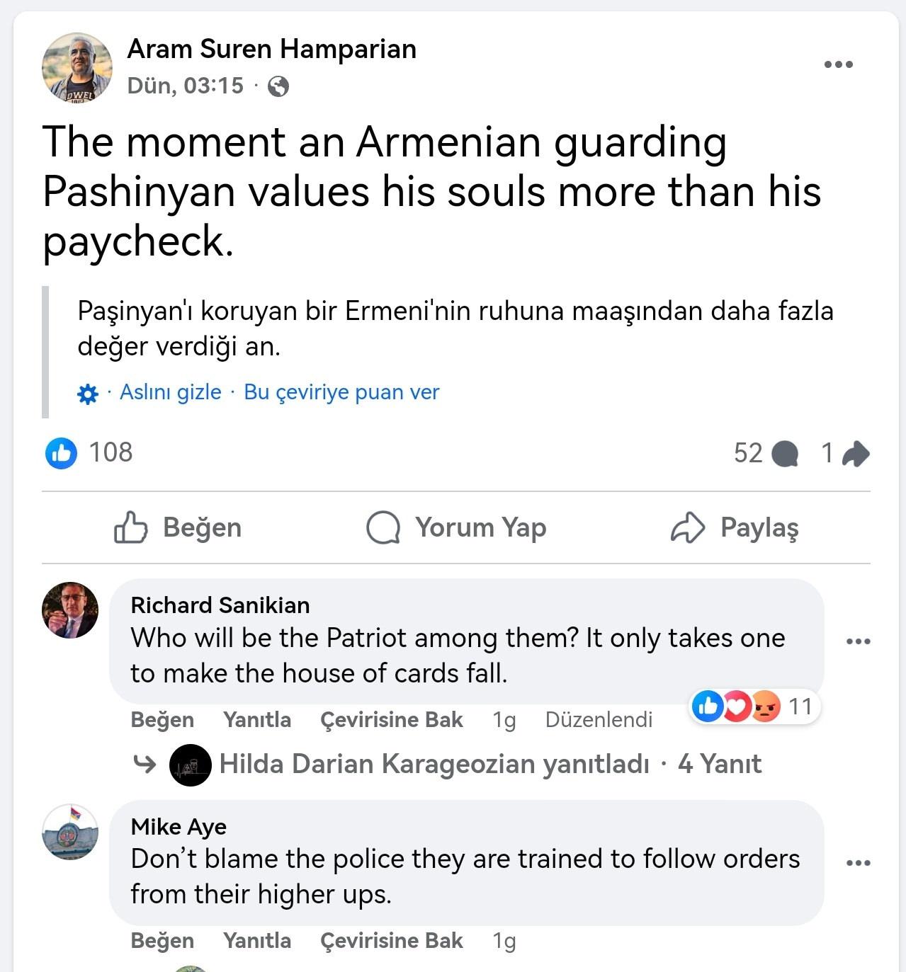 ABD’deki Ermeni lobisinden Paşinyan’a suikast çağrısı