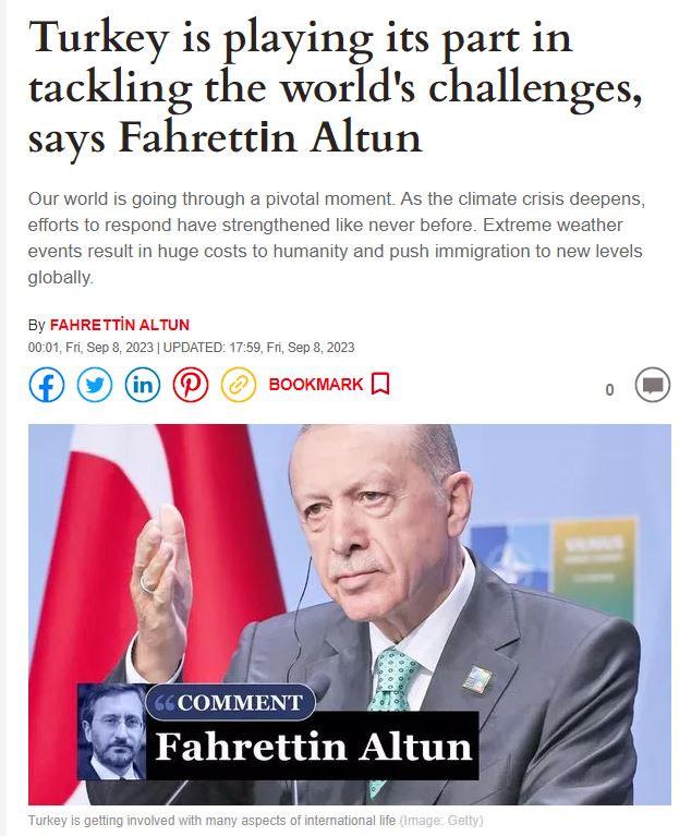 Fahrettin Altun, Daily Express'e makale yazdı: G20 Konferansı mükemmel bir fırsat