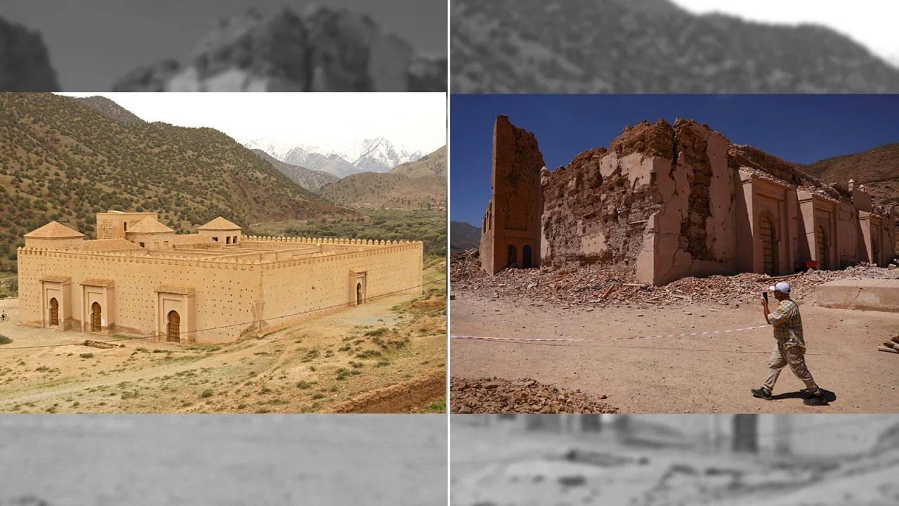Deprem öncesi ve sonrası fotoğrafları Fas'ın tarihi simgelerindeki yıkımı ortaya çıkardı
