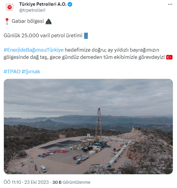 Gabar'da günlük petrol üretimi 25 bin varile ulaştı