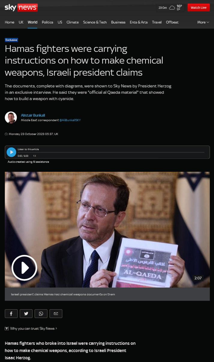 Bu yalanı tanıyoruz! İsrail Cumhurbaşkanı Herzog'dan Filistin'e 'kimyasal silah' yalanı