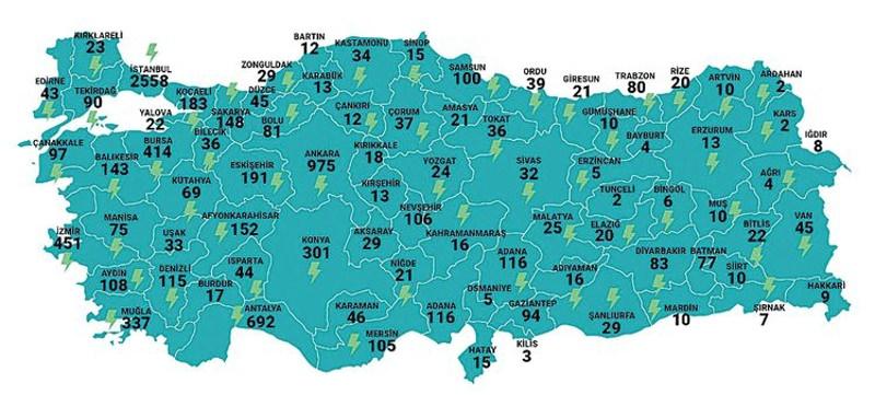 Türkiye'nin şarj istasyonu haritası ilk kez ortaya çıktı
