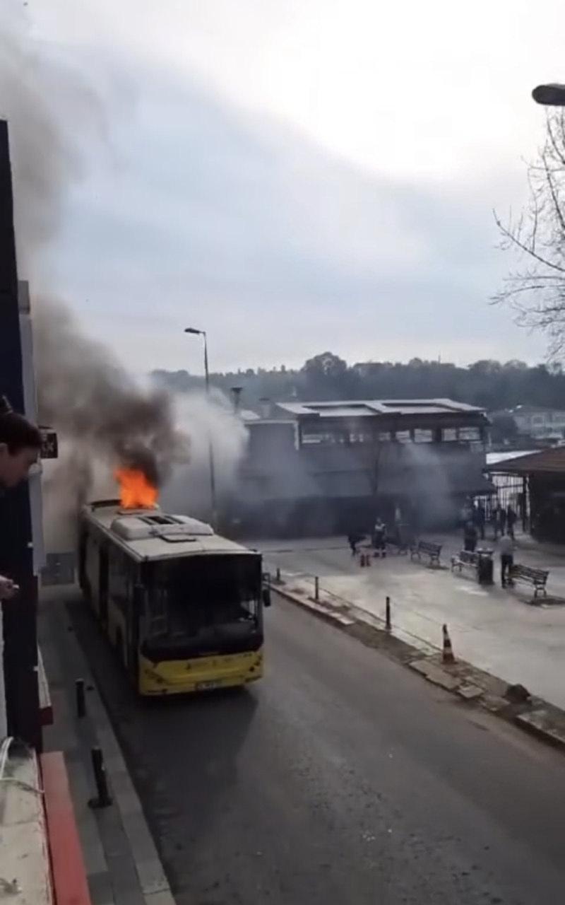 Beykoz'da İETT otobüsünde yangın