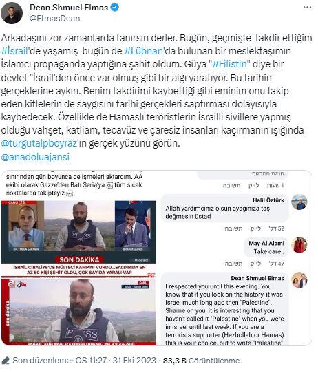 Türk vatandaşı İsrailli soykırımı savunurken AA muhabirini hedef gösterdi!