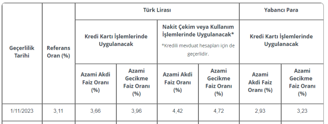 Kredi kartı faiz oranları aralıkta sabit kalacak