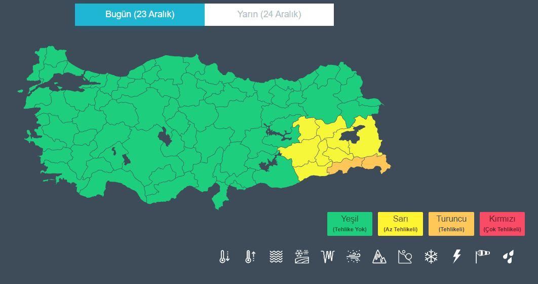 Meteoroloji'den 2 il için turuncu 8 il için sarı kodlu uyarı!