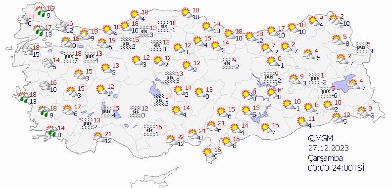 Meteoroloji'den 2 il için turuncu 8 il için sarı kodlu uyarı!