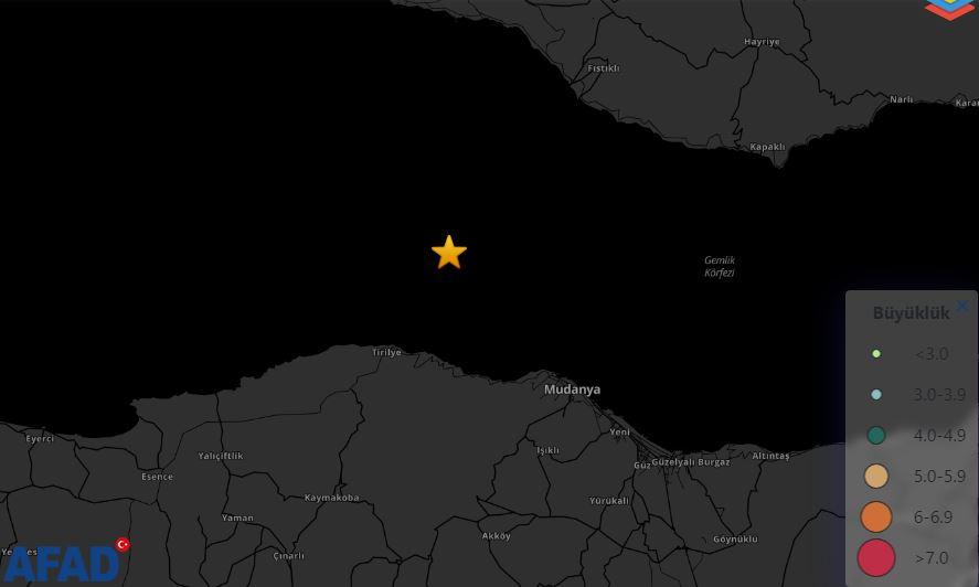 Bursa'da deprem meydana geldi