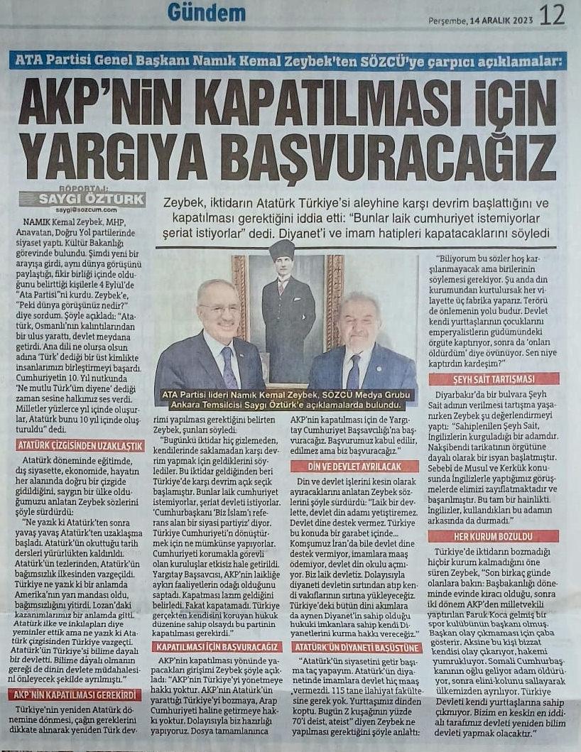 Sözcü’de hadsiz sözler: AK Parti ve Diyanet'i kapatacağız!