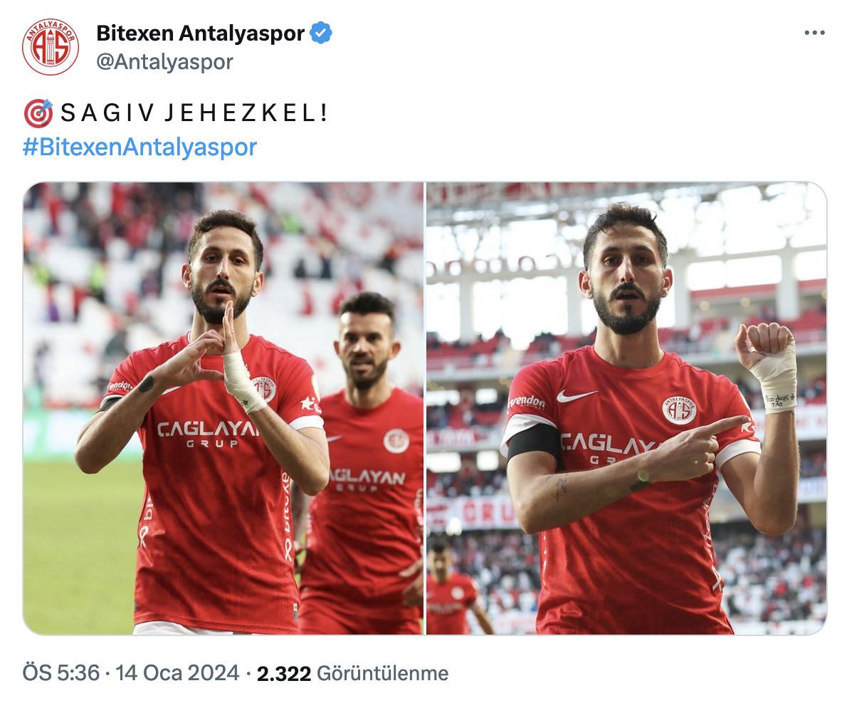 Süper Lig maçında skandal hareket: Antalyasporlu futbolcu İsrail katliamına destek çıktı!