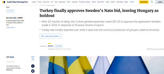 İsveç'in NATO'ya katılımına onay veren TBMM'nin kararı dünya basınında
