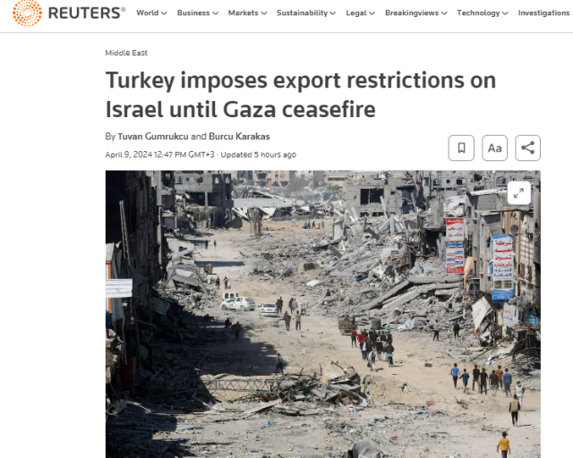 Türkiye'nin İsrail'e karşı ihracat kısıtlaması dünya basınında geniş yer buldu