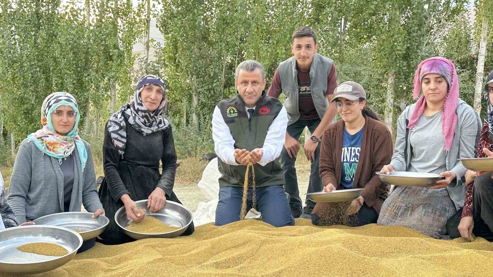 Kadın çiftçilerden eski usul yonca tohumu eleme ve ayıklama mesaisi