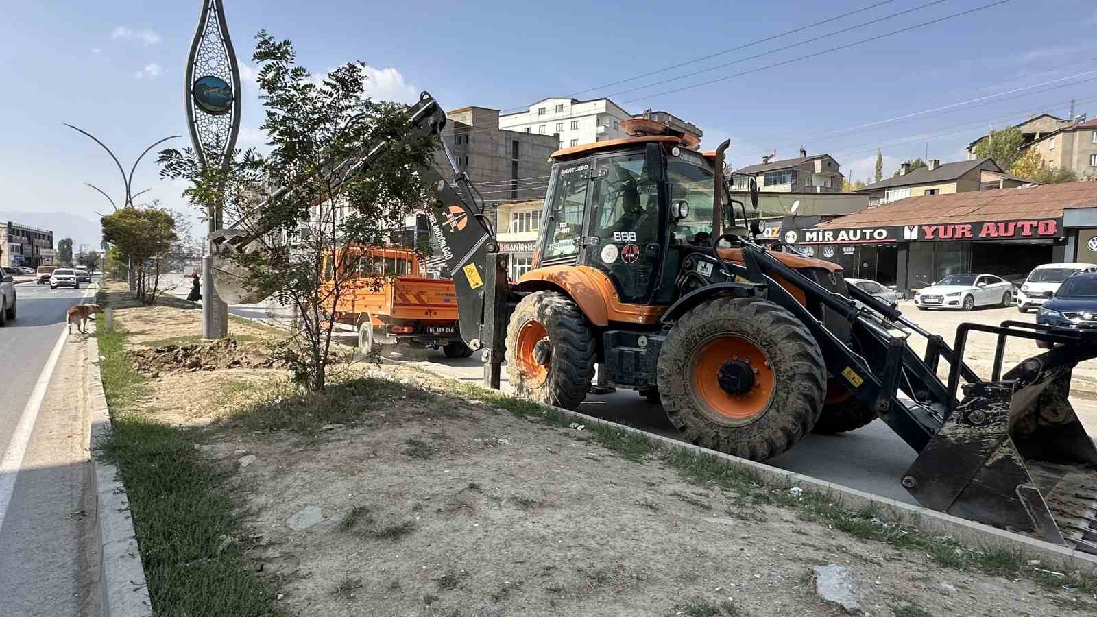 Yüksekova’da refüj yenileme çalışması