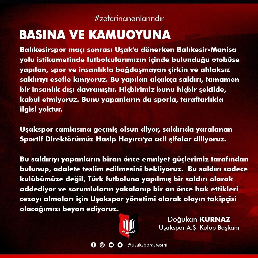 Takım otobüsüne taşlı saldırıda sportif direktör yaralandı